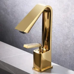 Bathroom Faucet Sink Mixer Basin Taps with Pop Up Drain, Monobloc Single Handle Washroom Vessel Tap with Cold and Hot Hose