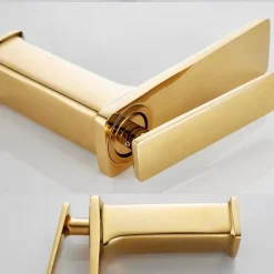 Bathroom Faucet Sink Mixer Basin Taps Deck Mounted, Monobloc Single Handle Cermaic Valve Washroom Taps with Cold and Hot Hose Black Golden White Chrome