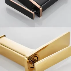 Bathroom Faucet Sink Mixer Basin Taps Deck Mounted, Monobloc Single Handle Cermaic Valve Washroom Taps with Cold and Hot Hose Black Golden White Chrome