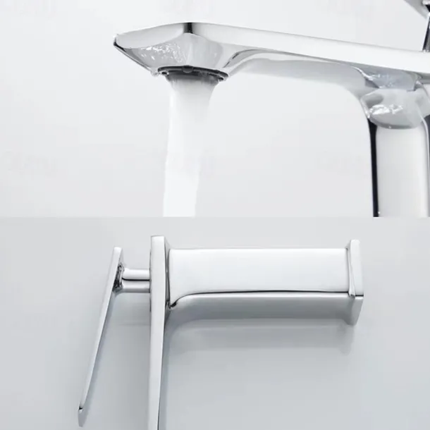 Bathroom Faucet Sink Mixer Basin Taps Deck Mounted, Monobloc Single Handle Cermaic Valve Washroom Taps with Cold and Hot Hose Black Golden White Chrome