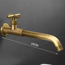 Bathroom Faucet Sink Only Cold Water Basin Taps Wall Mounted, 360 Rotates Single Handle Antique Brass Washroom Vessel Tap Black Chrome Golden White