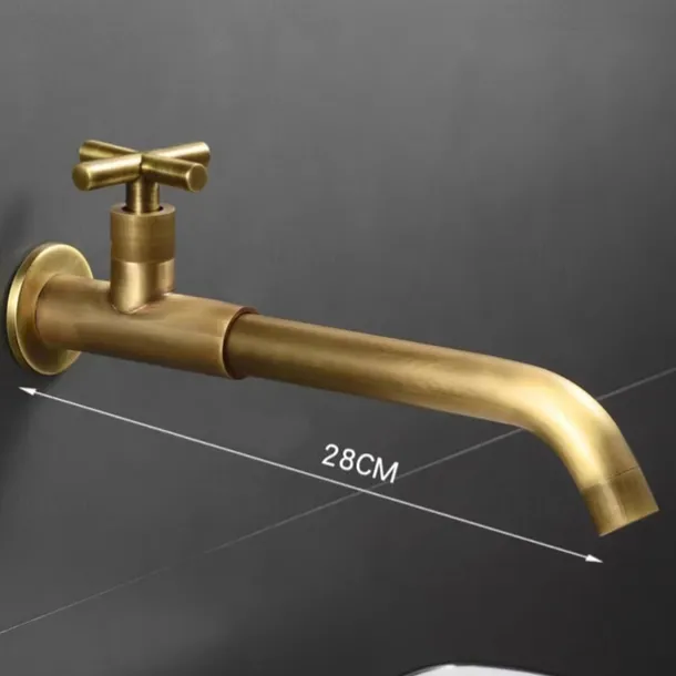 Bathroom Faucet Sink Only Cold Water Basin Taps Wall Mounted, 360 Rotates Single Handle Antique Brass Washroom Vessel Tap Black Chrome Golden White