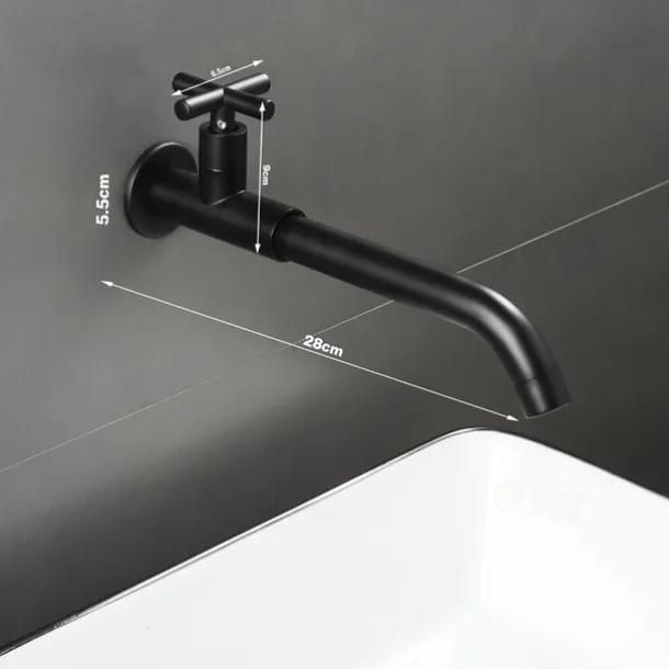 Bathroom Faucet Sink Only Cold Water Basin Taps Wall Mounted, 360 Rotates Single Handle Antique Brass Washroom Vessel Tap Black Chrome Golden White