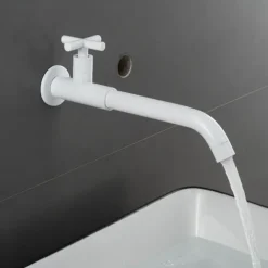 Bathroom Faucet Sink Only Cold Water Basin Taps Wall Mounted, 360 Rotates Single Handle Antique Brass Washroom Vessel Tap Black Chrome Golden White