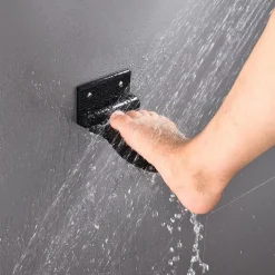 Bathroom Foot Rest Heavy Duty Aluminum Alloy Shaving Shelf Fold-Up Shower Foot Rest for Shaving Legs(Black/Silvery)