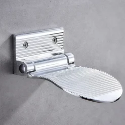 Bathroom Foot Rest Heavy Duty Aluminum Alloy Shaving Shelf Fold-Up Shower Foot Rest for Shaving Legs(Black/Silvery)