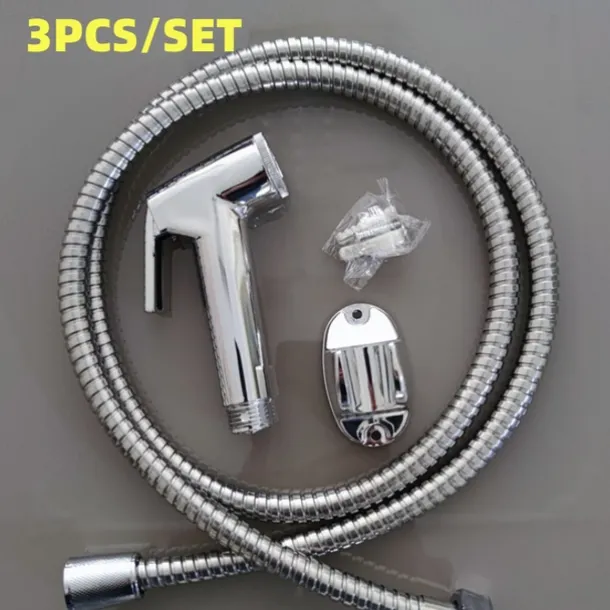 Bathroom Handheld Shower Bidet Shattaf Sprayer Set Wall Mount, Home Wash Toilet Hand Held Bidet Shower Spray Wall Bracket Hose Diaper Cleaning