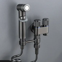 Bathroom Handheld Shower Bidet Shattaf Sprayer Wall Mount, Toilet Hand Held Bidet Shower Spray Wall Mounted Diaper Bathing Pets Feminine Hygiene Cleaning