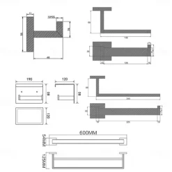 Bathroom Hardware Accessory Set,Stainless Steel Contain with Towel Bar,Robe Hook, Toliet Paper Holder and Bathroom Rack Wall Mounted Polished/Brushed/Painted Finishes