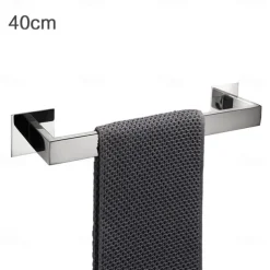 Bathroom Hardware Accessory Set,Self-Adhesive Wall Mounted Robe Hook,Chrome Stainless Steel Towel Bar, Towel Holder, Toilet Paper Holder