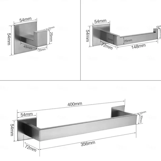 Bathroom Hardware Accessory Set,Self-Adhesive Wall Mounted Robe Hook,Chrome Stainless Steel Towel Bar, Towel Holder, Toilet Paper Holder