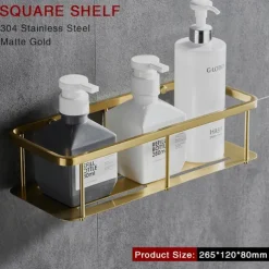 Bathroom Hardware Accessories Stainless Steel Wall Mounted Brushed Nickel Towel Bar Hand Towel Holder Toilet Paper Holder Robe Towel Hook Coat Hook Towel Bar (Gold)