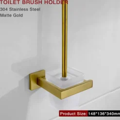 Bathroom Hardware Accessories Stainless Steel Wall Mounted Brushed Nickel Towel Bar Hand Towel Holder Toilet Paper Holder Robe Towel Hook Coat Hook Towel Bar (Gold)