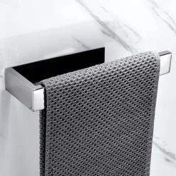 Bathroom Hardware Accessory Set Self-adhesive 304 Stainless Steel Include Robe Hook, Towel Bar, Towel Holder and Toilet Paper Holder Silver 1or3or4 pcs