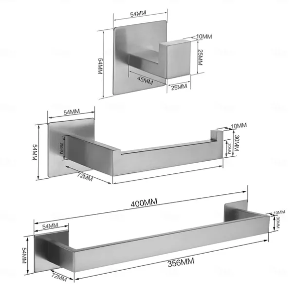 Bathroom Hardware Accessory Set,Robe Hook, Self-Adhesive Brushed Nickel Stainless Steel Towel Bar, Towel Holder, Toilet Paper Holder