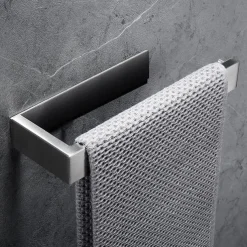 Bathroom Hardware Accessory Set Include Robe Hook, Towel Bar, Towel Holder, Toilet Paper Holder, Self-adhesive Brushed Stainless Steel Silvery