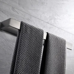 Bathroom Hardware Accessory Set Include Robe Hook, Towel Bar, Towel Holder, Toilet Paper Holder, Self-adhesive Brushed Stainless Steel Silvery