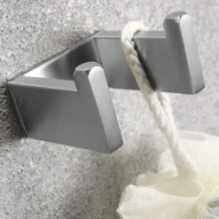 Bathroom Hardware Accessory Set Include Robe Hook, Towel Bar, Towel Holder, Toilet Paper Holder, Self-adhesive Brushed Stainless Steel Silvery