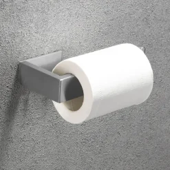 Bathroom Hardware Accessory Set Include Robe Hook, Towel Bar, Towel Holder, Toilet Paper Holder, Self-adhesive Brushed Stainless Steel Silvery
