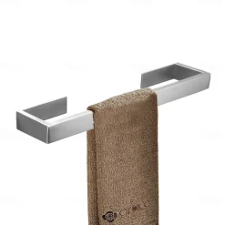 Bathroom Hardware Accessory Set Include Robe Hook, Towel Bar, Towel Holder, Toilet Paper Holder, Self-adhesive Brushed Stainless Steel Silvery