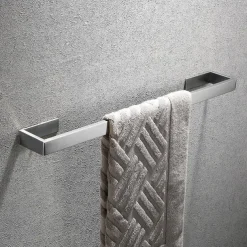 Bathroom Hardware Accessory Set Include Robe Hook, Towel Bar, Towel Holder, Toilet Paper Holder, Self-adhesive Brushed Stainless Steel Silvery