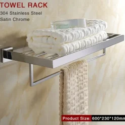 Bathroom Hardware Accessories Stainless Steel Wall Mounted Brushed Nickel Towel Bar Hand Towel Holder Toilet Paper Holder Robe Towel Hook Coat Hook Towel Bar (Bright Silver)