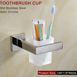 Bathroom Hardware Accessories Stainless Steel Wall Mounted Brushed Nickel Towel Bar Hand Towel Holder Toilet Paper Holder Robe Towel Hook Coat Hook Towel Bar (Bright Silver)