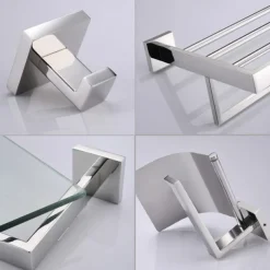 Bathroom Hardware Accessories Stainless Steel Wall Mounted Brushed Nickel Towel Bar Hand Towel Holder Toilet Paper Holder Robe Towel Hook Coat Hook Towel Bar (Bright Silver)