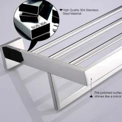 Bathroom Hardware Accessories Stainless Steel Wall Mounted Brushed Nickel Towel Bar Hand Towel Holder Toilet Paper Holder Robe Towel Hook Coat Hook Towel Bar (Bright Silver)