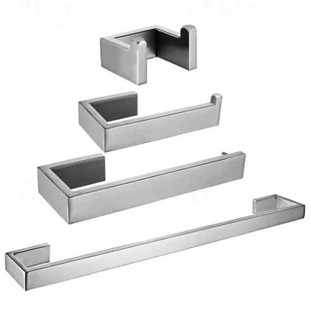 Bathroom Hardware Accessory Toilet Paper Holder / Robe Hook and Bathroom Single Rod Stainless Steel Wall Mounted Brushed Silvery 4pcs / 3pcs / 1pc