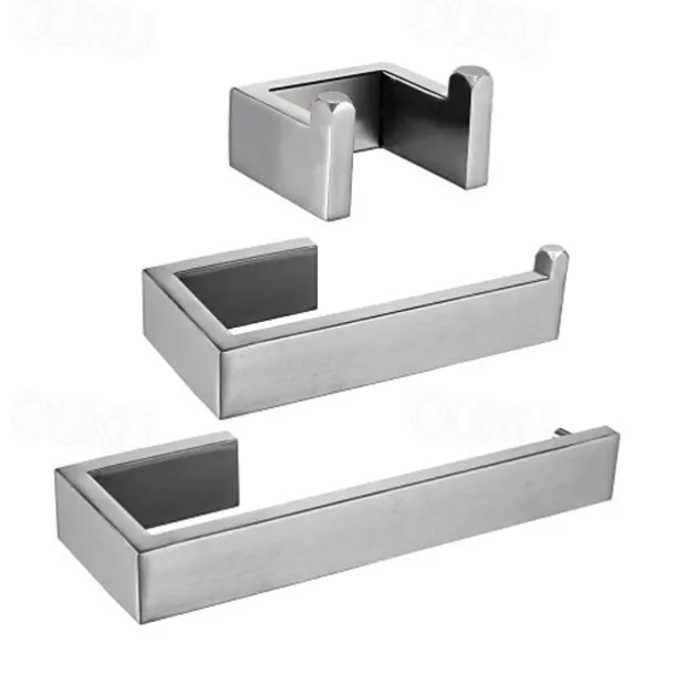 Bathroom Hardware Accessory Toilet Paper Holder / Robe Hook and Bathroom Single Rod Stainless Steel Wall Mounted Brushed Silvery 4pcs / 3pcs / 1pc