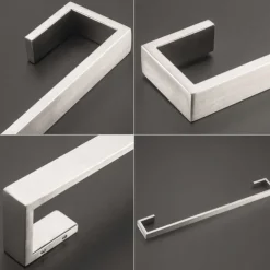 Bathroom Hardware Set 4 Pieces, SUS304 Stainless Steel Remodeled Wall Mounted Bathroom Accessories, Include 1 Robe Hook, 1 Towel Holder.1 Toilet Paper Holder,1 Toliet Brush Sets