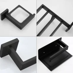 Bathroom Hardware Set 4 Pieces, SUS304 Stainless Steel Remodeled Wall Mounted Bathroom Accessories, Include 1 Towel Rack, 1 Towel Holder.1 Toilet Paper Holder,1 Toliet Brush Sets