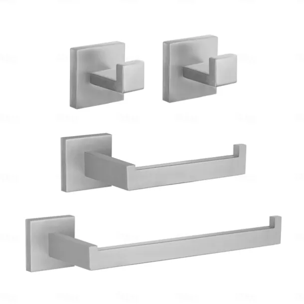 Bathroom Hardware Set 4 Pieces, SUS304 Stainless Steel Remodeled Wall Mounted Bathroom Accessories, Include 2 Robe Hook, 2 Towel Holder