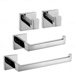 Bathroom Hardware Set 4 Pieces, SUS304 Stainless Steel Remodeled Wall Mounted Bathroom Accessories, Include 2 Robe Hook, 2 Towel Holder