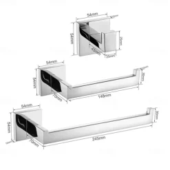 Bathroom Hardware Set 4 Pieces, SUS304 Stainless Steel Remodeled Wall Mounted Bathroom Accessories, Include 2 Robe Hook, 2 Towel Holder