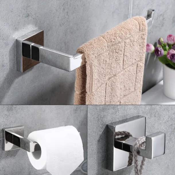 Bathroom Hardware Set 4 Pieces, SUS304 Stainless Steel Remodeled Wall Mounted Bathroom Accessories, Include 2 Robe Hook, 2 Towel Holder