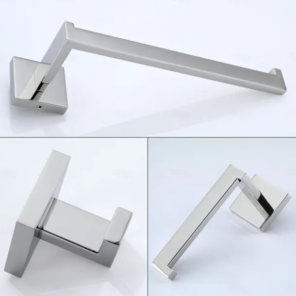 Bathroom Hardware Set 4 Pieces, SUS304 Stainless Steel Remodeled Wall Mounted Bathroom Accessories, Include 2 Robe Hook, 2 Towel Holder
