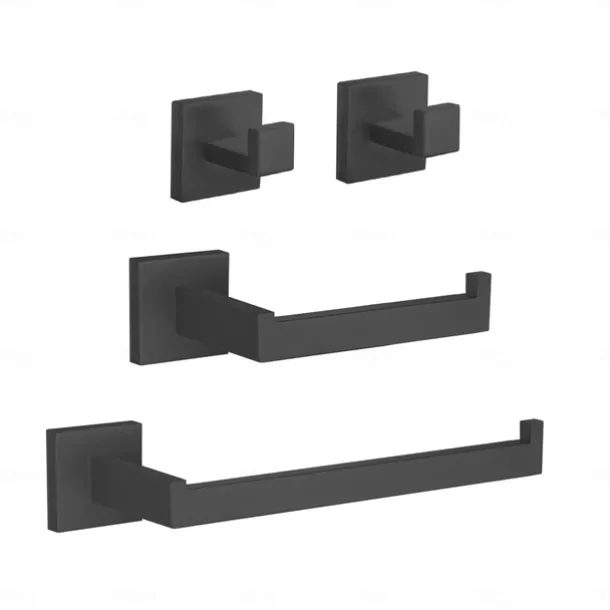 Bathroom Hardware Set 4 Pieces, SUS304 Stainless Steel Remodeled Wall Mounted Bathroom Accessories, Include 2 Robe Hook, 2 Towel Holder