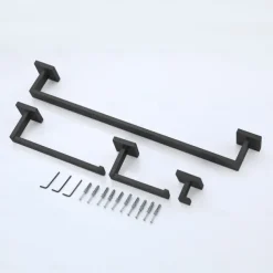 Bathroom Hardware Set 4 Pieces, SUS304 Stainless Steel Wall Mounted Bathroom Accessories, Include Robe Hook, Toilet Paper Holder, Towel Holder, Towel Bar