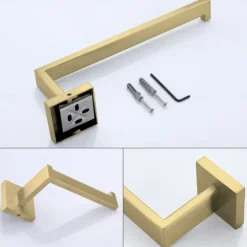 Bathroom Hardware Set 4 Pieces, SUS304 Stainless Steel Wall Mounted Bathroom Accessories, Include Robe Hook, Toilet Paper Holder, Towel Holder, Towel Bar