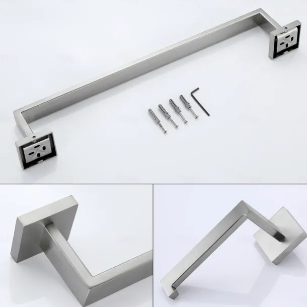 Bathroom Hardware Set 4 Pieces, SUS304 Stainless Steel Wall Mounted Bathroom Accessories, Include Robe Hook, Toilet Paper Holder, Towel Holder, Towel Bar