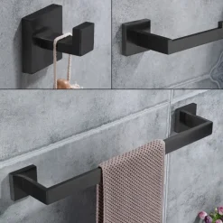 Bathroom Hardware Set 4 Pieces, SUS304 Stainless Steel Remodeled Wall Mounted Bathroom Accessories, Include 2 Robe Hook,1 Towel Bar,1 Toilet Paper Holder