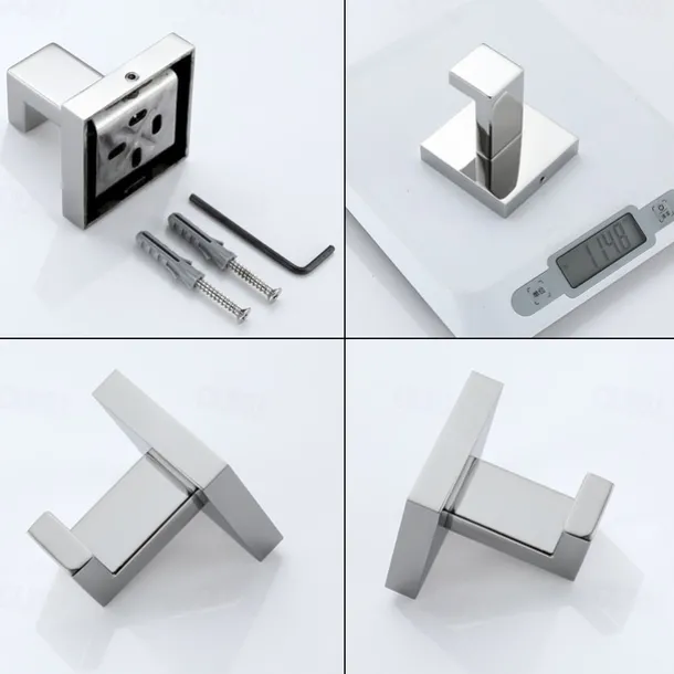 Bathroom Hardware Set 4 Pieces, SUS304 Stainless Steel Remodeled Wall Mounted Bathroom Accessories, Include 2 Robe Hook,1 Towel Bar,1 Toilet Paper Holder