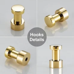 Bathroom Robe Hooks Brass, Wall Mounted Bathroom Towel Hook Coat Hook 3PCS/5PCS
