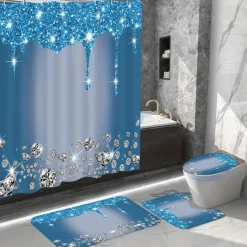 Bathroom Shower Curtain with 12 Hooks 180cm*180cm(70
