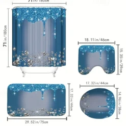 Bathroom Shower Curtain with 12 Hooks 180cm*180cm(70