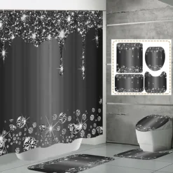 Bathroom Shower Curtain with 12 Hooks 180cm*180cm(70