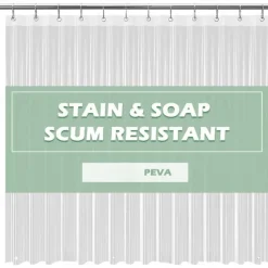 Bathroom Shower Curtain Waterproof Plastic Shower Curtain Premium PEVA Non-Toxic with Rust Proof Grommets Clear 8G Bathroom Accessories