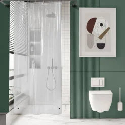 Bathroom Shower Curtain Waterproof Plastic Shower Curtain Premium PEVA Non-Toxic with Rust Proof Grommets Clear 8G Bathroom Accessories